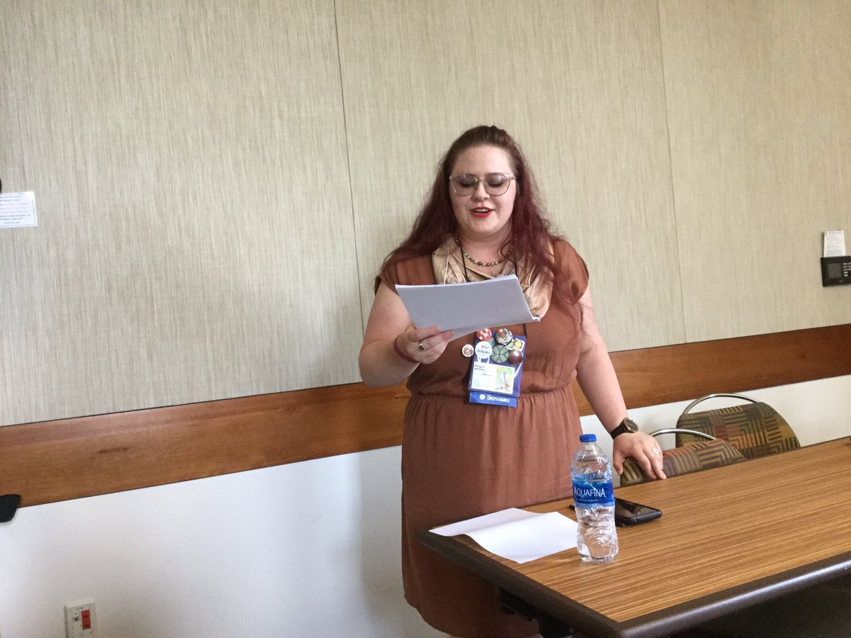 bernip's tweet photo. Megan Abrahamson speaking on loathly ladies. #Mythcon50 https://t.co/y6DNk93SWH