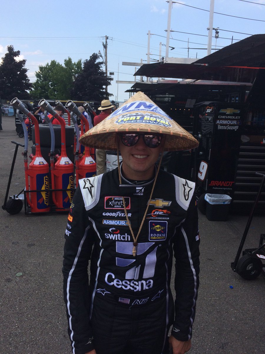 @LoganWagner7W we are starting a new trend @NoahGragson wants one now! #paposse #wingednation #portroyalspeedway #XfinitySeries #wgi #jrmotorsports