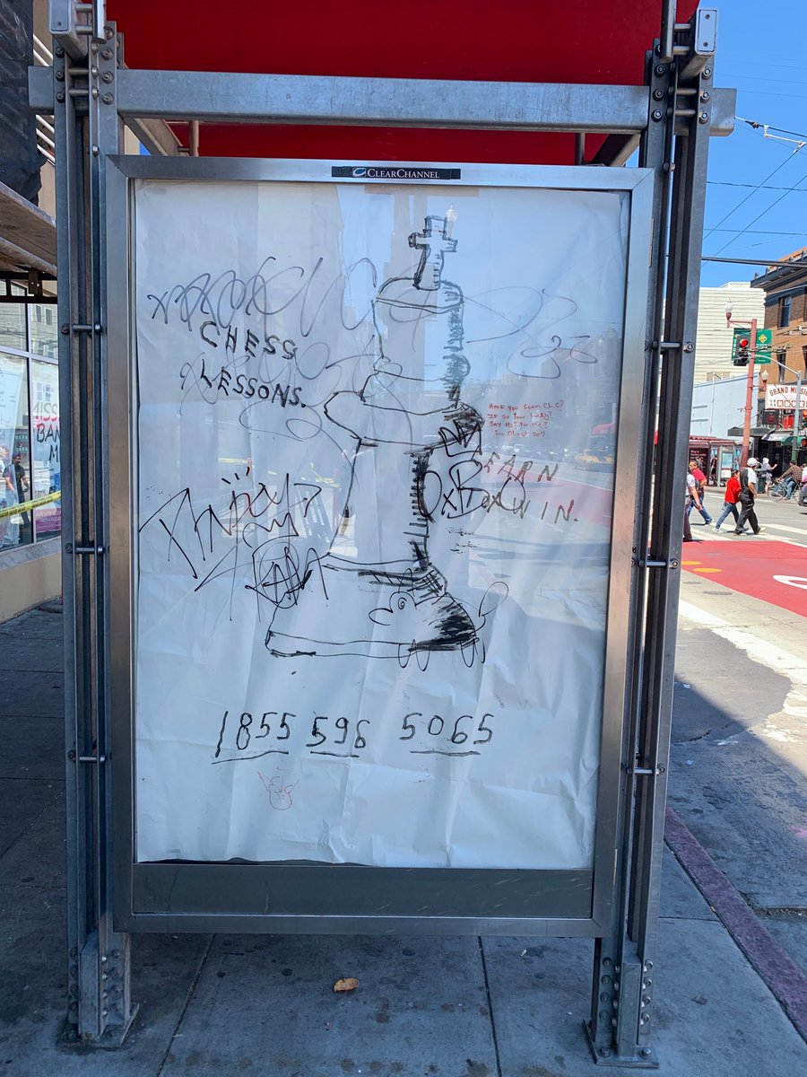 DocPop's tweet photo. Chess lessons “ad” on a MUNI stop. Tempted to call the number and see what happens. https://t.co/s0sn3e1YSt