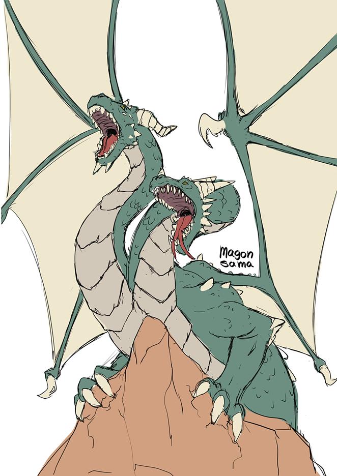 Magon_sama's tweet photo. First dragon! (I'll be uploading soon others to keep updated) #smaugust2019 #smaugust #dragon #greendragon #twoheadeddragon #sketch #colorsketch #fantasy https://t.co/bjf6CAsxNd