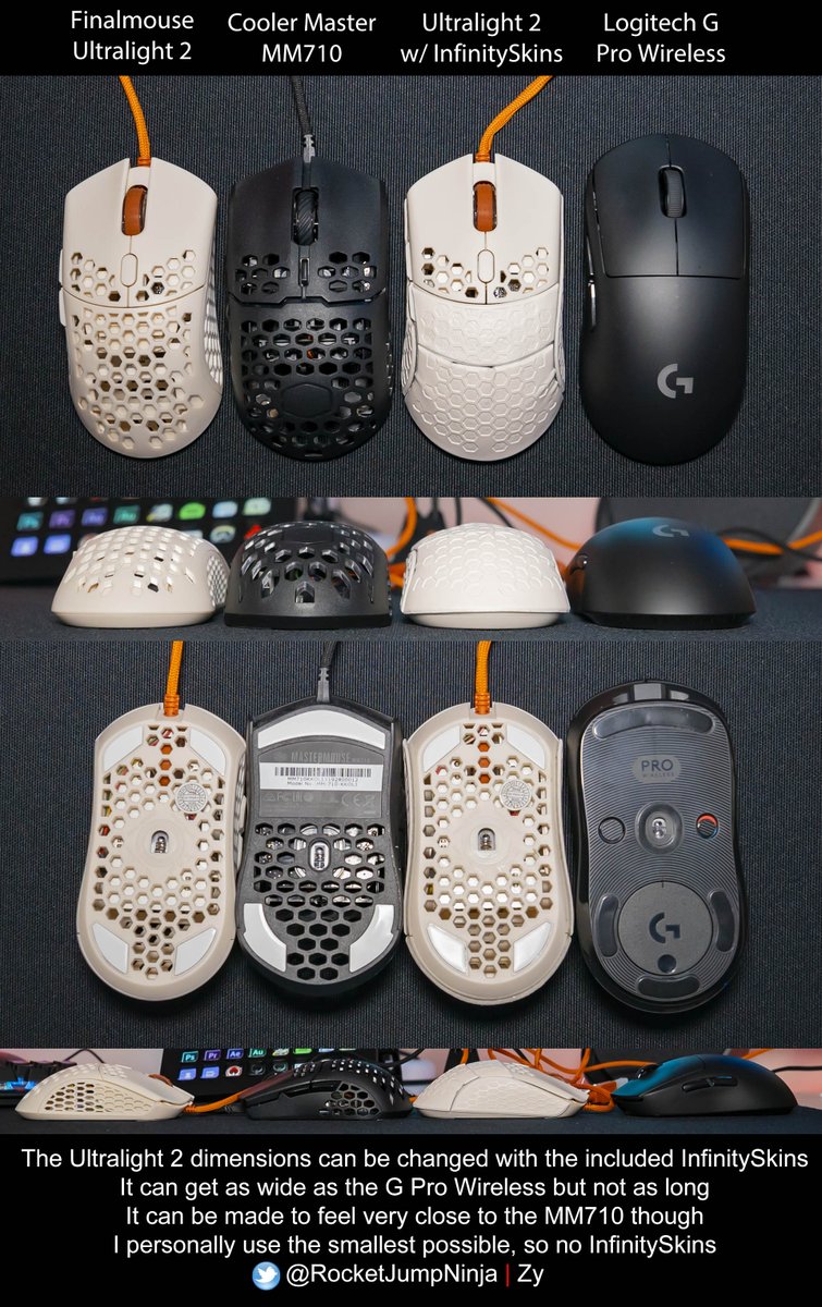 تويتر Rocket Jump Ninja على تويتر Comparison Between The Finalmouseultralight2 Mm710 Cooler Master Ul2 With Infinityskins And Logitechgprowireless To Show While You Can Increase The Size You Won T Get The Length