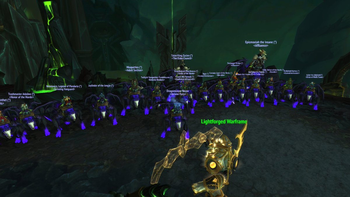Tsff_Nez's tweet photo. What an exciting week it has been! We managed to get another set of moose mounts! Last week we got another set of Gloomhounds. And while we were getting our mooses, one of the Perky Puggers gave me the infernal mount off of Gul'dan! @Warcraft  @theperkypugs https://t.co/3vvshPhfzy