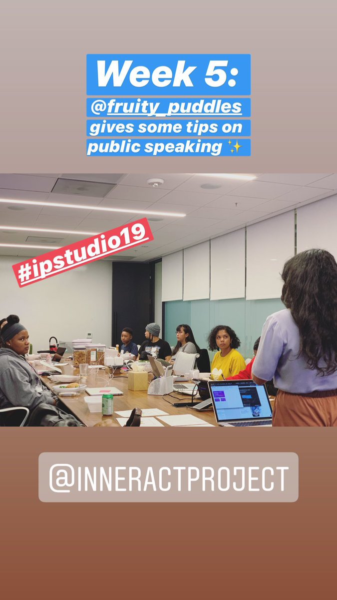 dkleindesign's tweet photo. In week 5 of @InneractProject Studio students prepared their presentations and got some public speaking tips from @fruitypuddles ✨ https://t.co/28HzwwGCLq