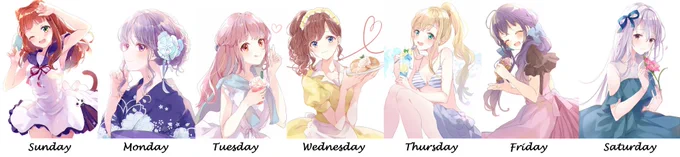 見て!!!
1週間毎日カラー絵描きました? 大変だったけど楽しかった～～～!!!色んな女の子描けて満足。
頑張った?✨ 
