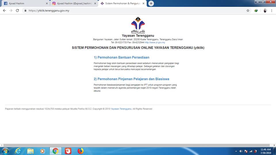Borang Bantuan Yayasan Terengganu
