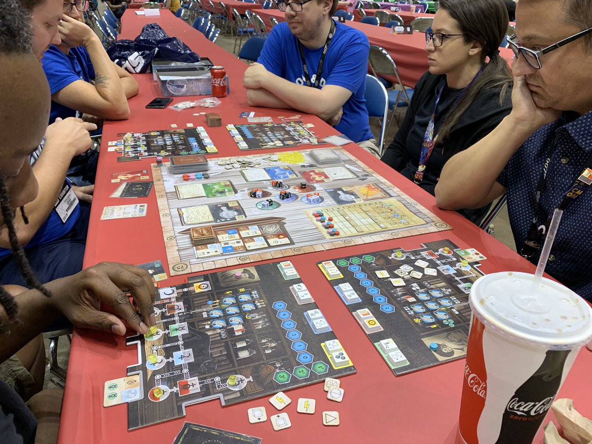 BoardAndDice's tweet photo. Playing #Trismegistus ⚗️with @manvsmeeple @jambapg https://t.co/Hrg2Gr0nio