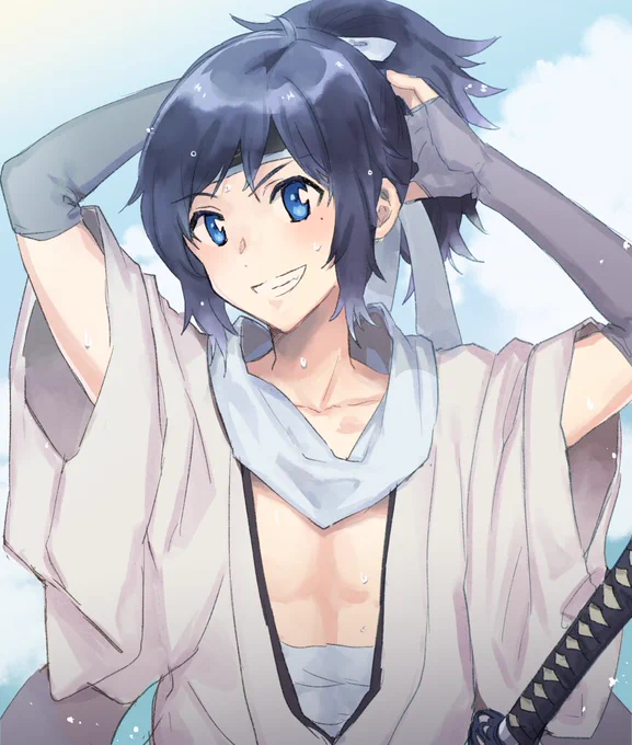 あまりにも暑い浜辺での戦闘で
ポニテを復活させた極安定くん☺️☺️✌️ 