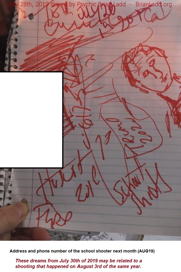 BrianPrediction's tweet photo. These dreams from July 30th of 2019 may be related to a shooting that happened on August 3rd at an El Paso Walmart of the same year  https://t.co/QecbB209Jk https://t.co/PWS1F2eqQH