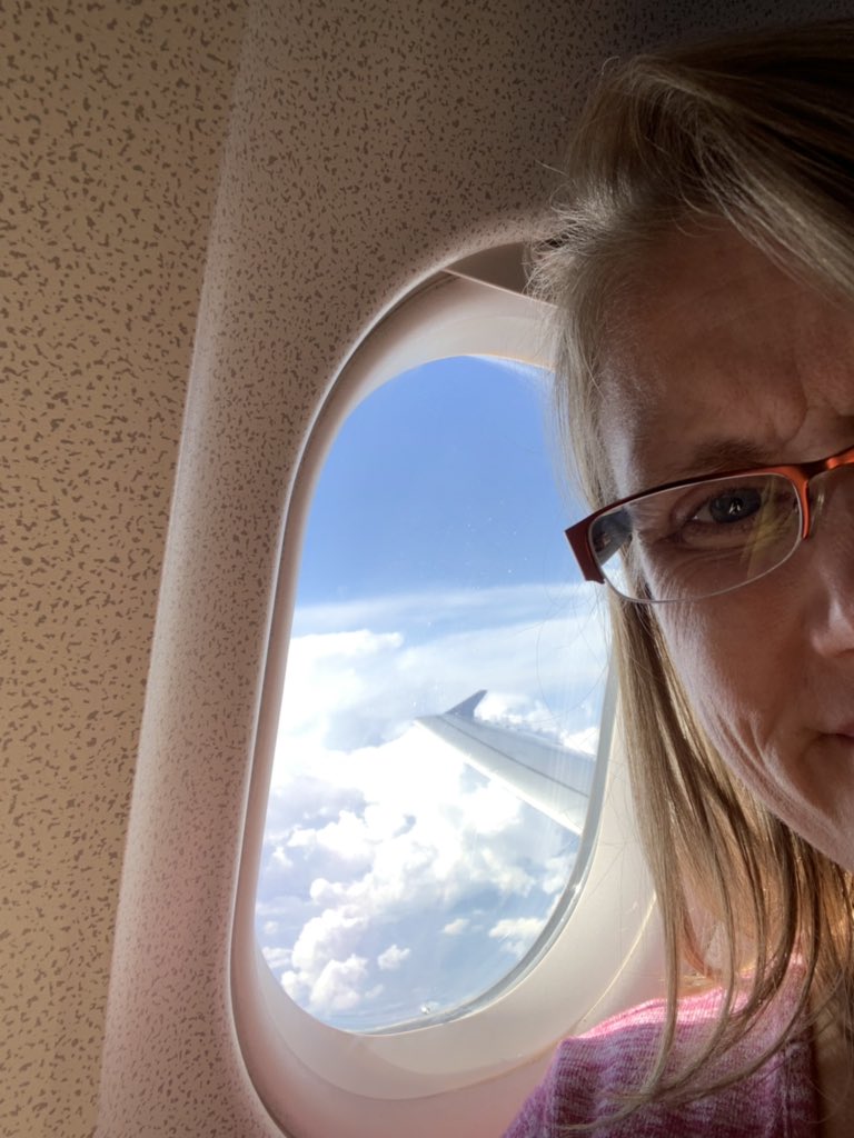 DAAnthony73's tweet photo. So, after waiting in the airport for 10 hours with delay after delay, only for my flight to be cancelled, I’m finally flying out 2 days later to see my dad in South Carolina! @CVMonroeEagles  #GameOnMonroe #planeselfie https://t.co/xHklXbkNz1