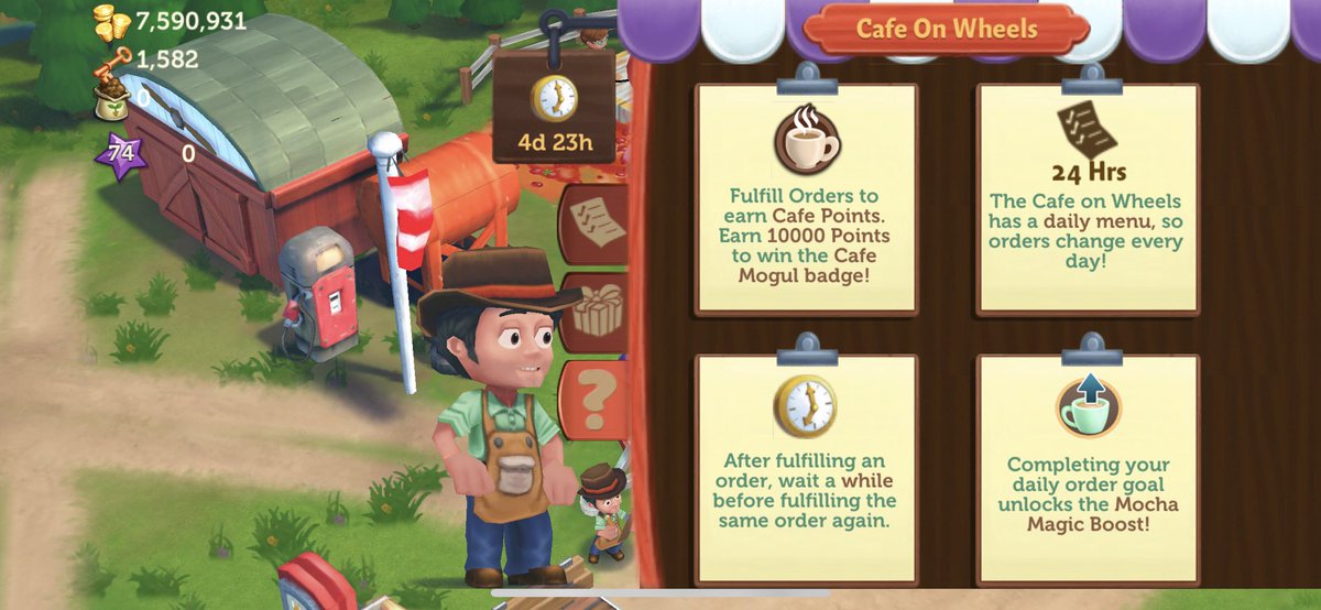 JoshuaBlueByrd's tweet photo. Finished #TomatoSmash🤜🏻🍅🤛🏻 event early and got #WonderfulWally again!☕️ I like when he comes around. Who’s gonna be apart of the #MogulClub?! #FV2CE #FarmVille2CountryEscape @farmville2 @zynga @ZyngaSupport @Farmville https://t.co/p3TXKlnUav