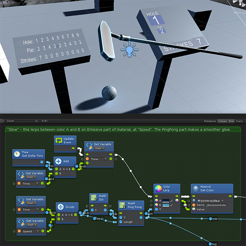 PixAfterPix's tweet photo. More #Bolt ⚡ (like #Unreal #Blueprints) #VisualScripting for #VR. #Golf in #Unity3d graph is evolving, coming to life - what happens if it becomes self aware? 😱

#gamedev #indiegame #indiedev #indiegames #madewithunity #ue4 #VRgaming #MadeWithBolt #screenshotsaturday @ludiq_io https://t.co/89alIZ42WA