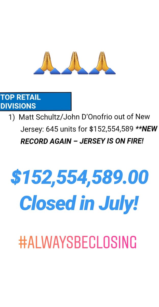 mschultz33's tweet photo. Matthew Schultz & John D'Onofrio close over 152 Million in July. #TeamAFN #Matthewschultz #mortgagenews https://t.co/27ZapifaHV