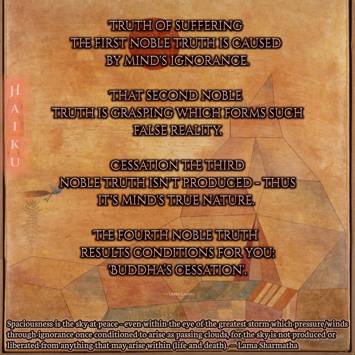 VenRahula's tweet photo. Distortion from an illusory reality is what's generalised as ignorance
- which forms upon one's grasping of things in a way (inherently) that is not truly findable,
thus, all delusions emerge from a self-decpetion pervasive to hallucinations appearing as the reality. — Lama Karma https://t.co/ra0vnjaXiv