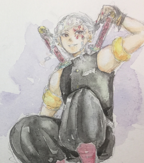 meguruさんがTwitterに投稿した宇髄天元(鬼滅の刃)のイラスト。