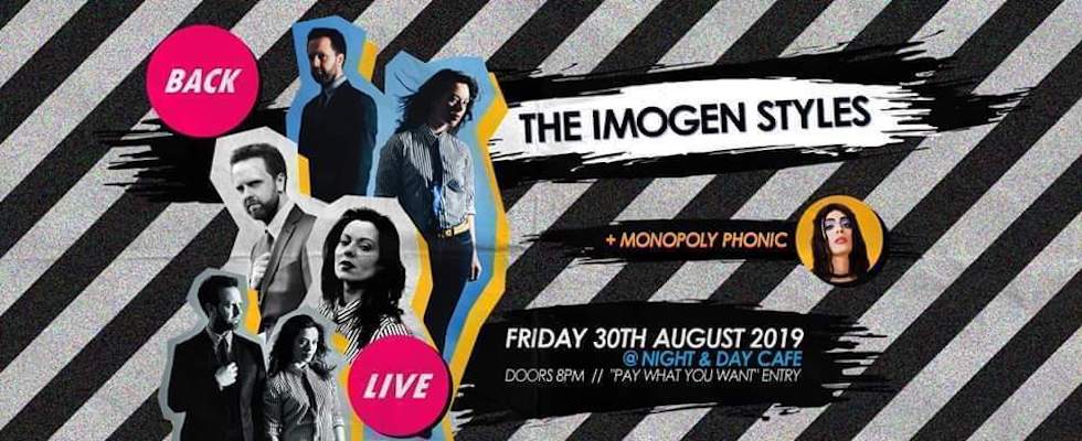 nightanddaycafe's tweet photo. +++ NEW +++

@theimogenstyles +special guest @monopolyphonic

Fri 30 Aug // PAY WHAT YOU WANT ENTRY // 8pm

The giddy visceral thrills of a classic TOTP performance, high energy electro synths, flashy retina-searing visuals, serious pouting &amp; a surplus of double hand claps. https://t.co/mugdK4SpT6