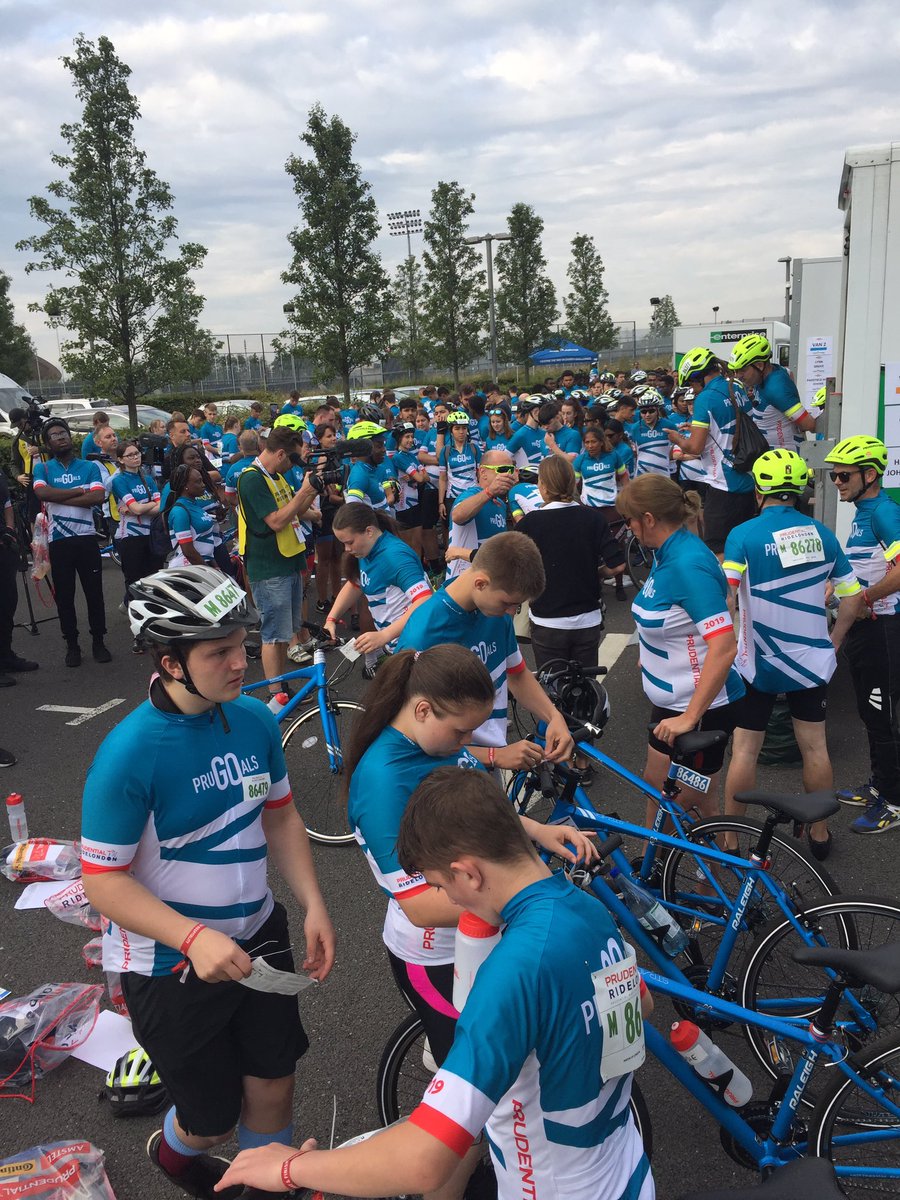PruGoals's tweet photo. #PruGOals riders have been reunited with their bikes this morning before they head off to cycle in the @RideLondon Surrey 46! https://t.co/BXAtnbWikX