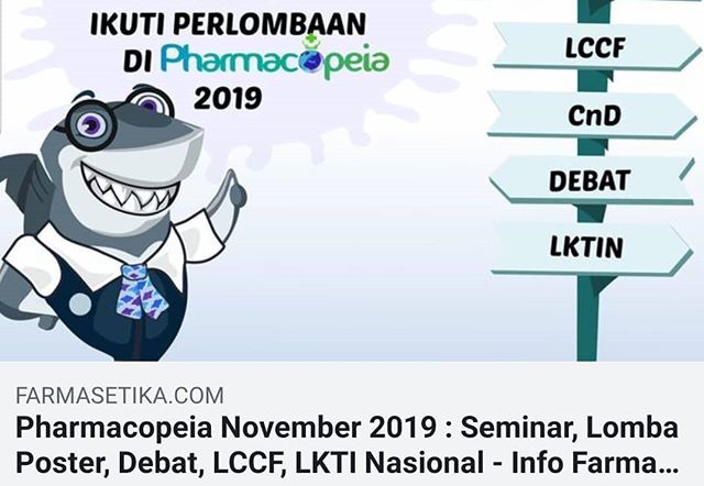 farmasetika_com's tweet photo. Badan Eksekutif Mahasiswa Keluarga Mahasiswa Farmasi (#BEM #KEMAFAR) Fakultas Farmasi Universitas Padjadjaran dengan bangga kembali akan menyelenggarakan #Pharmacopeia 2019 @bemkemafar_unpad
Dengan mengangkat tema “Farmasi ke Arah Revolusi Industri 4.0”… https://t.co/Mdk10dmTXW https://t.co/1TJWWd9prU