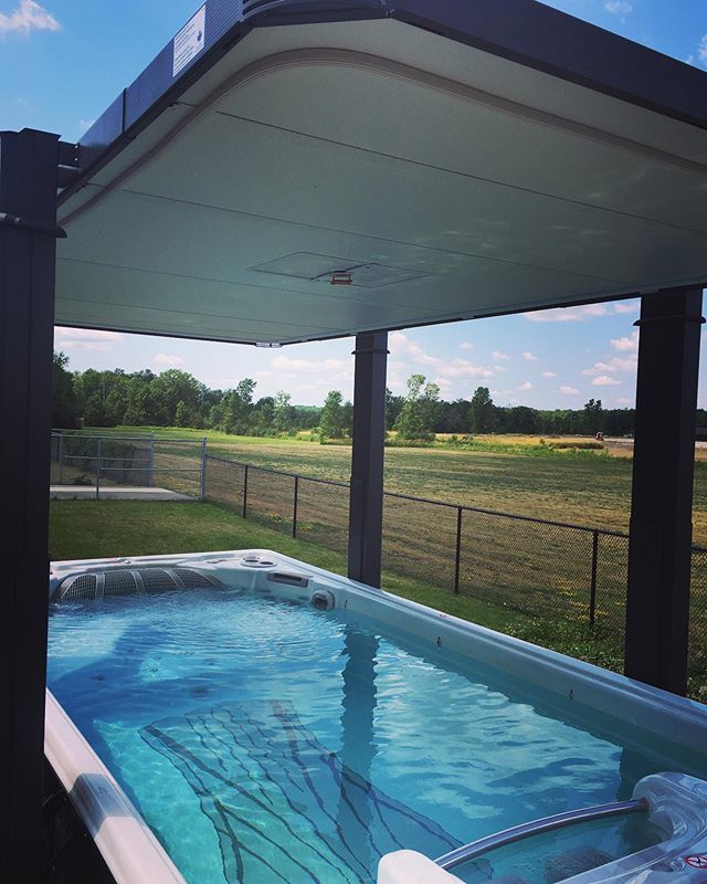stlawrencepools's tweet photo. Check out this beautiful new install ☀️ 🕶 Captured today in Belleville! 
Hydropool 16’ Executive Aqua trainer. Topped with the Legend, By Covana. @hydropoolhottubs #selfcleaningswimspa #hydropool #swimspa #executive #aquatrainer #covanalegend #bellev… https://t.co/4KKDSG7JEu https://t.co/dOePGkk6n8