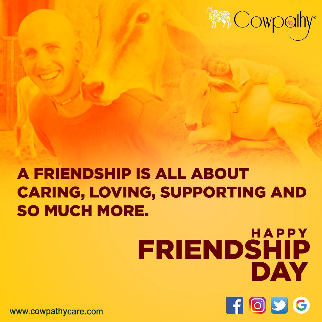 CowpathyCare_'s tweet photo. Nothing compares to the stomach ache you get from laughing with your best friends. Team #Cowpathy wishes you all a very Happy Friendship Day.

#friendshipday #happyfriendshipday #bestfriendsday #friendsforever https://t.co/M9F9jYnHDZ