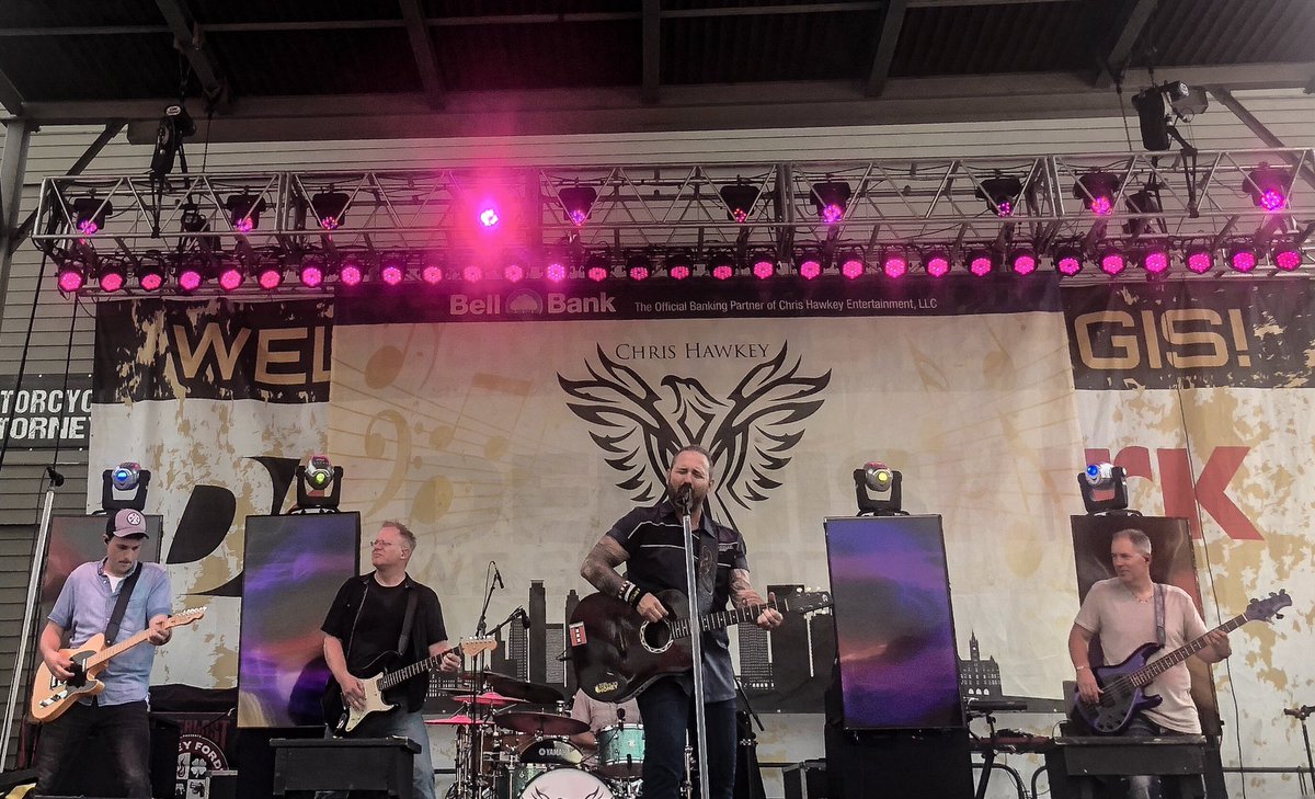 KellyKix's tweet photo. First night @IHSturgis in the books for the @Chris_Hawkey Band. Awesome show. Fantastic crowd! Already excited for tomorrow’s show!! But first, let’s let loose and have some fun! https://t.co/DPHglTrMqs