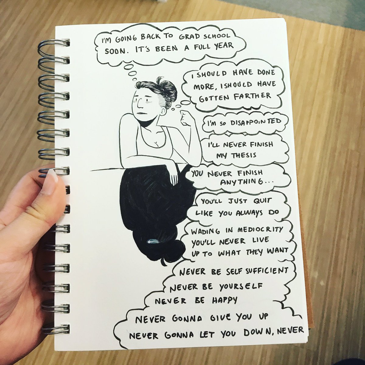 Agent_Talia's tweet photo. Listen, I just finished this month of grad school, so I’m going to post this comic I made months ago #ccacomics #comicsmfa #comic #comics https://t.co/Kjc5XJk8IP