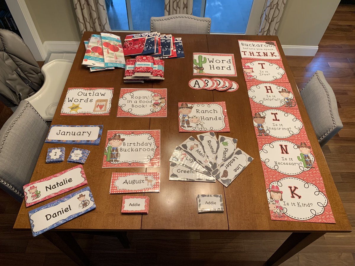 MrFrenchOES's tweet photo. Ready to set up my classroom tomorrow! #classroomtheme #western #cowboys #cowgirls #tpt #teachers #iteachfirst https://t.co/SfRxpbK2K0