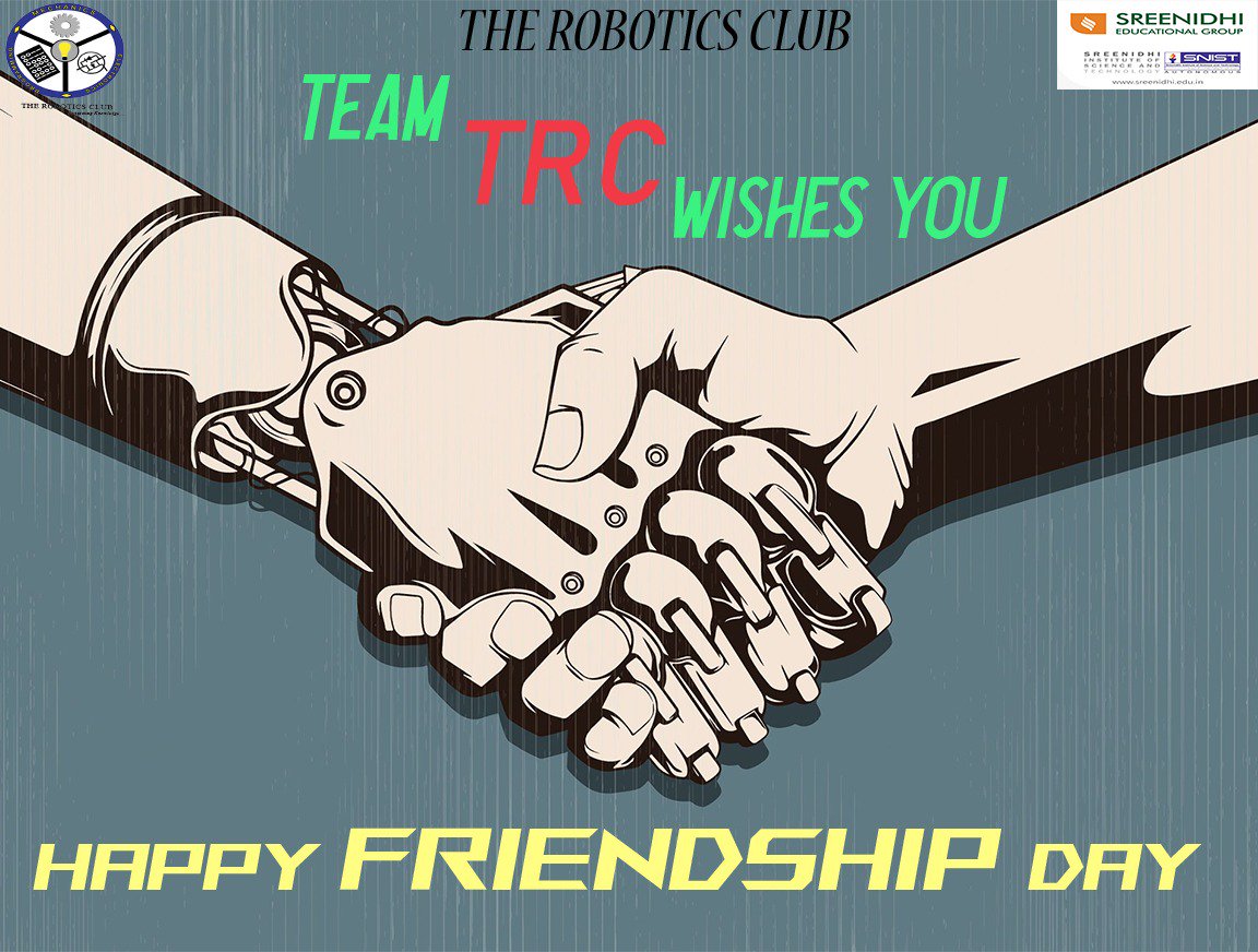 roboveda_2019's tweet photo. #TeamTRC wishes everyone a happy #FriendshipDay
#Robotics #RobotsForPeace
@techkriti_iitk @ShaastraIITM @TechnicalGuruj7 @Gadgets360 @Yantravatt @oyorooms @redbull @CocaCola @Stumagz https://t.co/wDZvXY66nS
