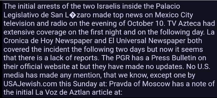 BrandonScarcel1's tweet photo. 10/10/2001 Mossad agents arrested with detonators and c4.
They nearly blew up Congress of #Mexico (to draw Mexico into support for FAKE #WarOnTerror
...ONE MONTH after Israel's Mossad destroyed WTC 911 for YINON PLAN
#USMC #USAF #NavySEALS #ArmyMeansFamily #Veterans #USNavy #USA https://t.co/FLzIE0tzsx