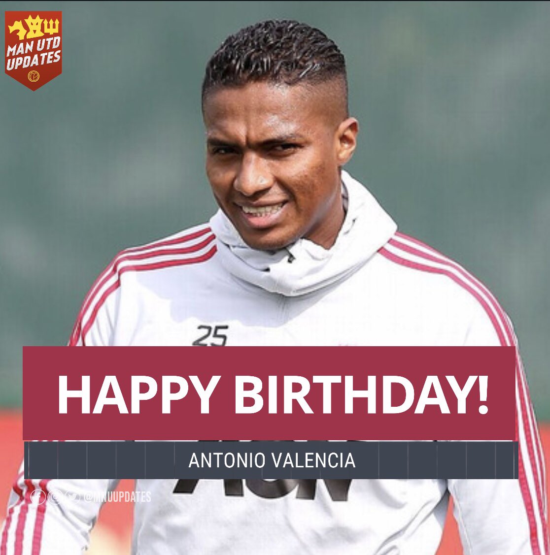 Happy 34th birthday to ex Red Antonio Valencia.     