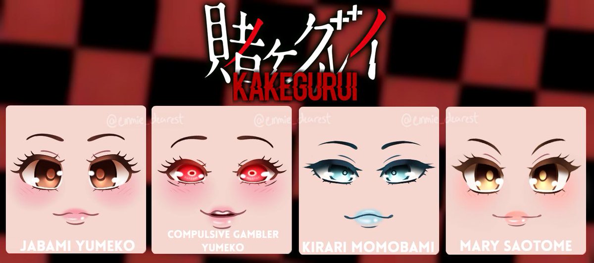 Emmie On Twitter Let S Lose Ourselves To Gambling I Finally Made Faces From My Favorite Anime Kakegurui I Wanted To Keep Them A Bit Close To The Anime S Style So - anime face decals roblox