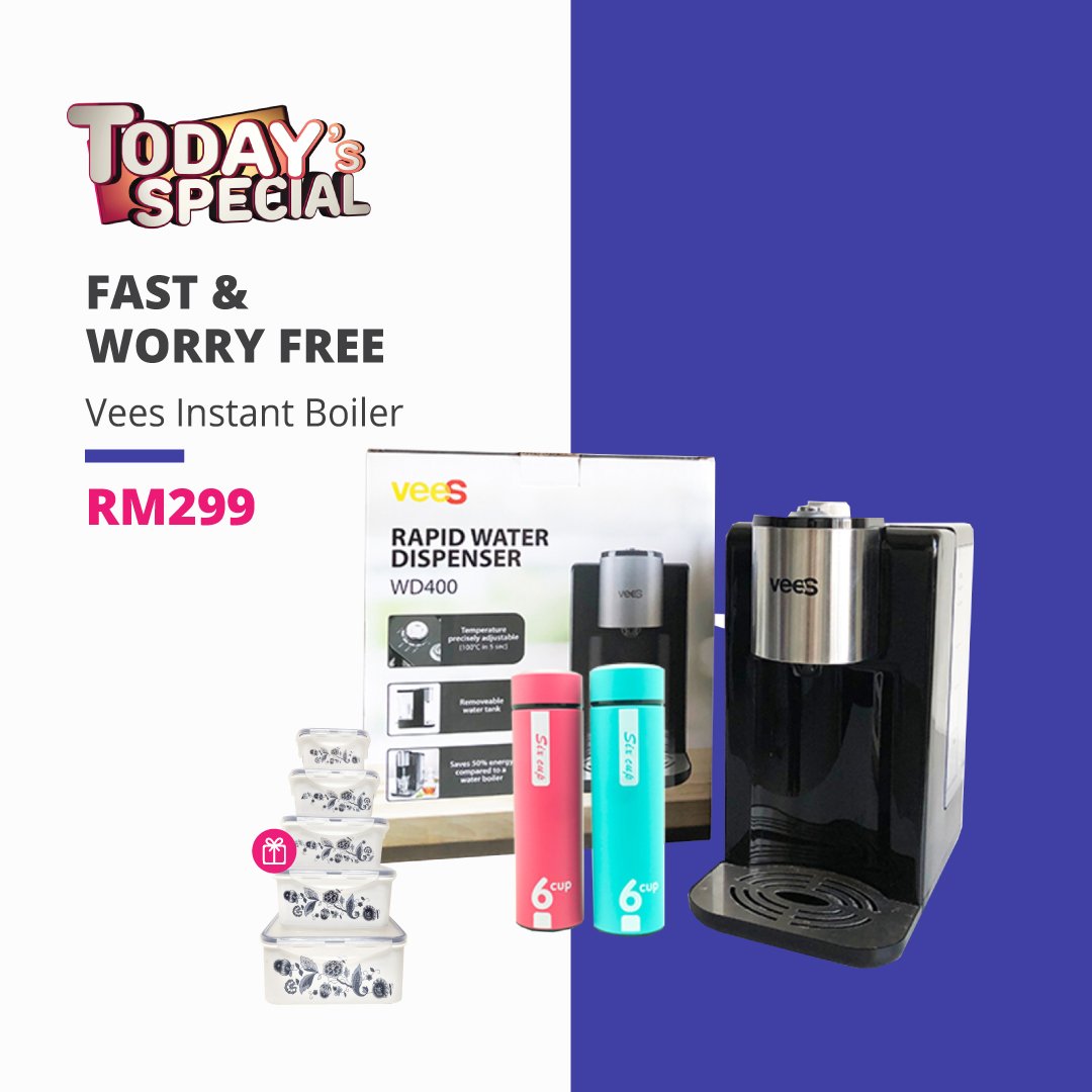 Go Shop Malaysia on X: Fast u0026amp; worry free with Instant boiler! Cooking,  boiling, brewing, everything is possible when you have the Vees Instant  Boiler! Shop today for only RM 299 and