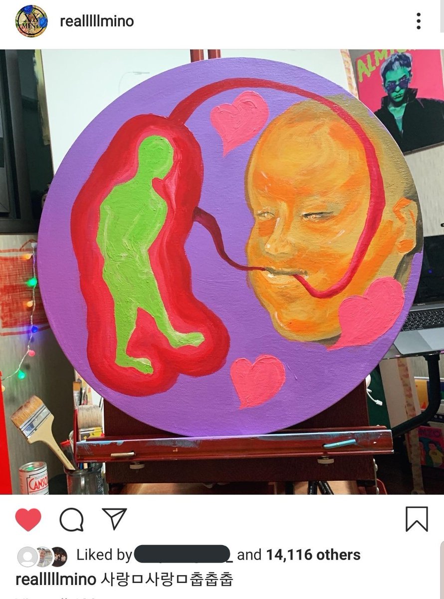 SecretGardenDBB's tweet photo. MINO IG post
"LoveㅁLoveㅁ'ChupChupChup' "

(Nice painting 😍😍😍😍 and lovely captionㅋㅋㅋㅋ💗💗💗💗💗)
#Mino #송민호 #AlmightySong https://t.co/AGZx5eViOR