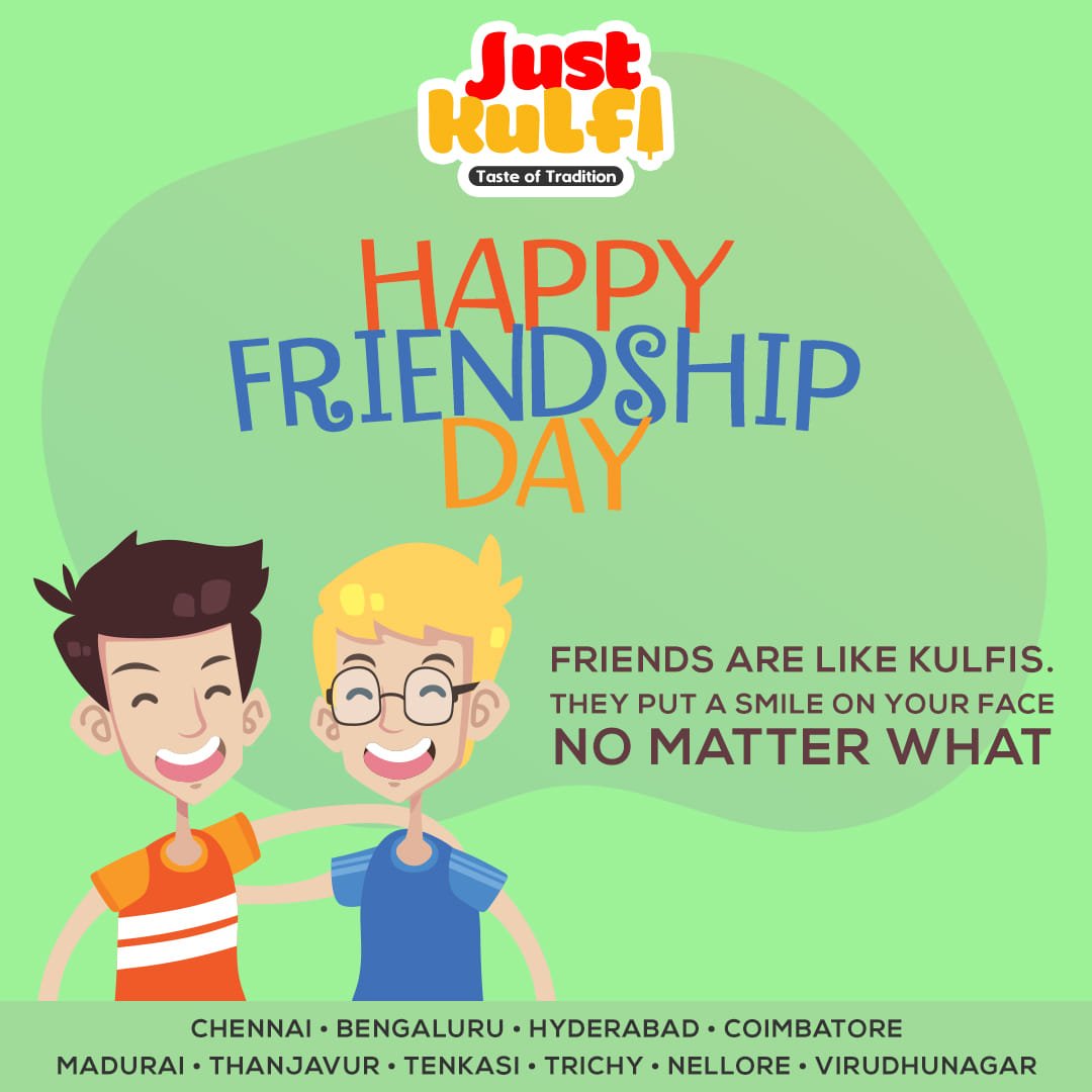 justkulfi's tweet photo. Happy Friendship Day fellas! If you were to compare your friends with something,what would it be? Tell us in the comments below. 

#JustKulfi #FriendshipDay #HappyFriendshipDay2019  #Friendship #Kulfi #NaturalIceCream https://t.co/l2yEYdMBql
