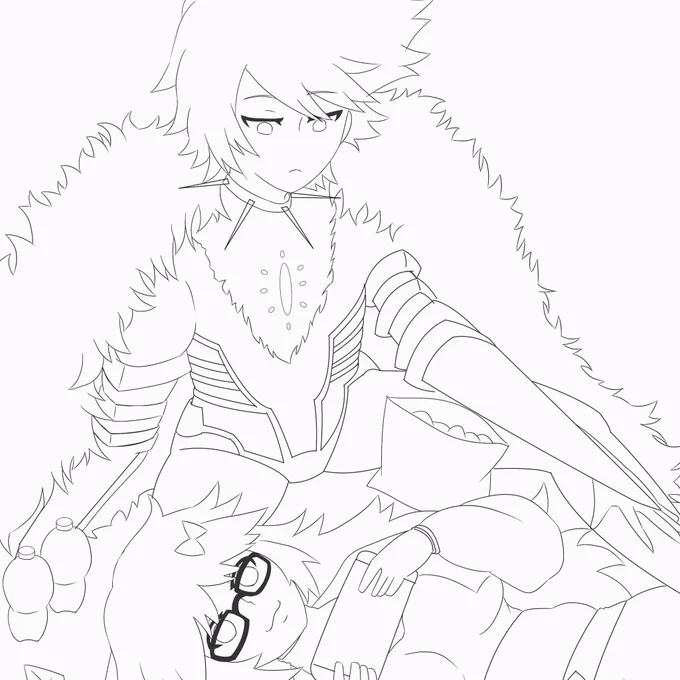 進捗〜。

#fgo 
#fategrandorder
#イラスト 
#カルナ
#絵師さんと繋がりたい
#描いてみた
#作業途中 
#下書き 
