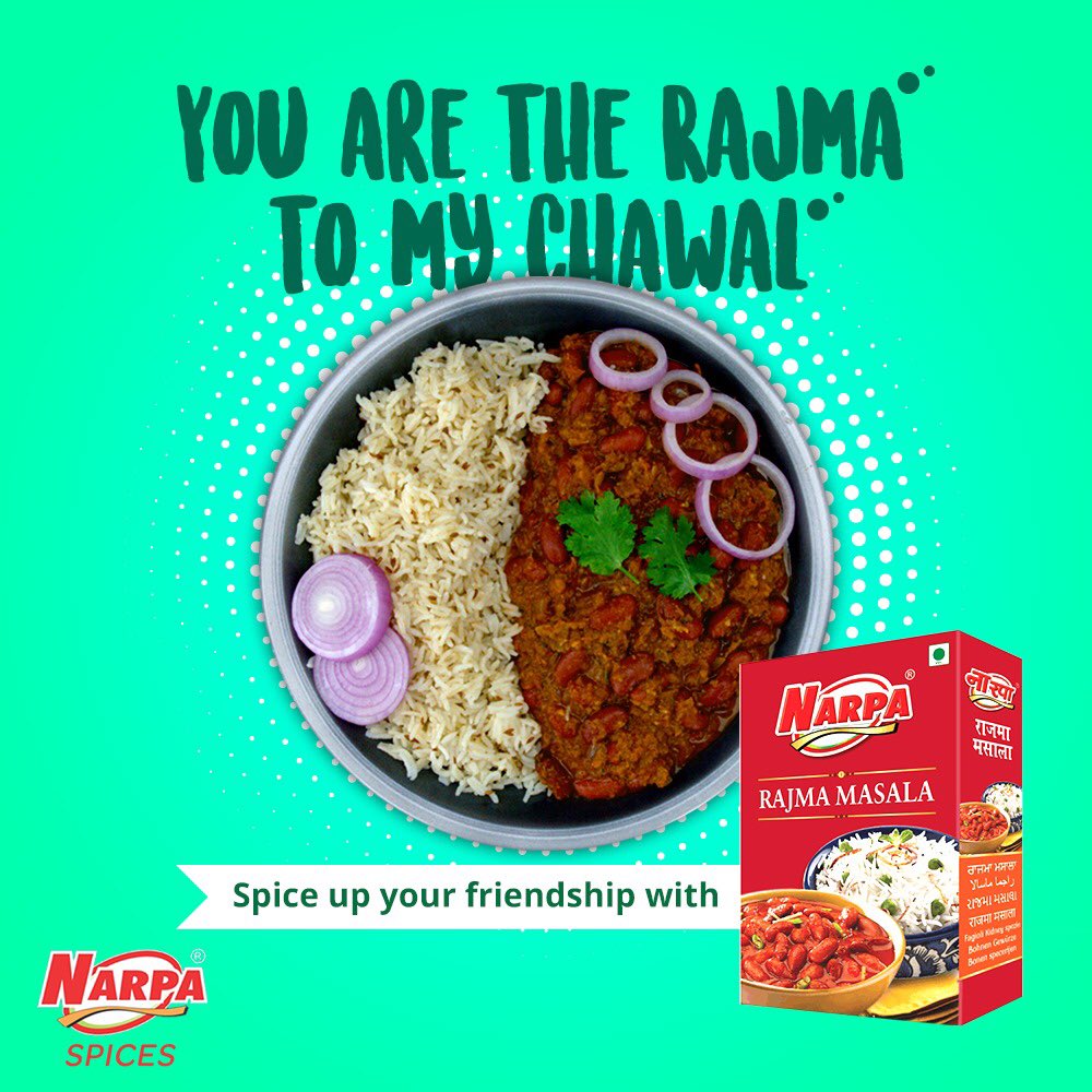 NarpaMasala's tweet photo. To find one true friend in this lifetime is good fortune; to keep that friend is a real blessing.
Happy Friendship Day! #narpamasala #friendshipday #narpa #spices #rajma #chawal #celebrate #cook #homechef #spice https://t.co/cnR0vnHyhx
