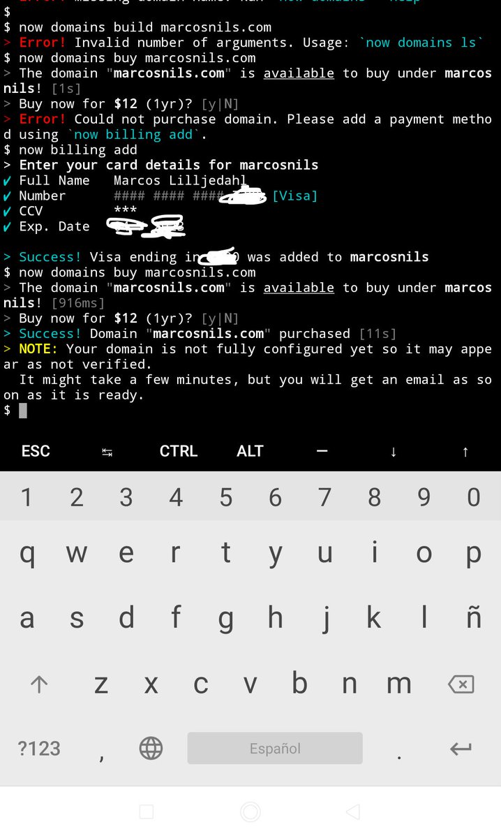 Marcos Nils Just Bought T Co 2nstwjenrn Using Zeithq On Android With Termux And In Less Than 60 My Domain Was Active And Verified This Is How Dx Is Supposed To Work