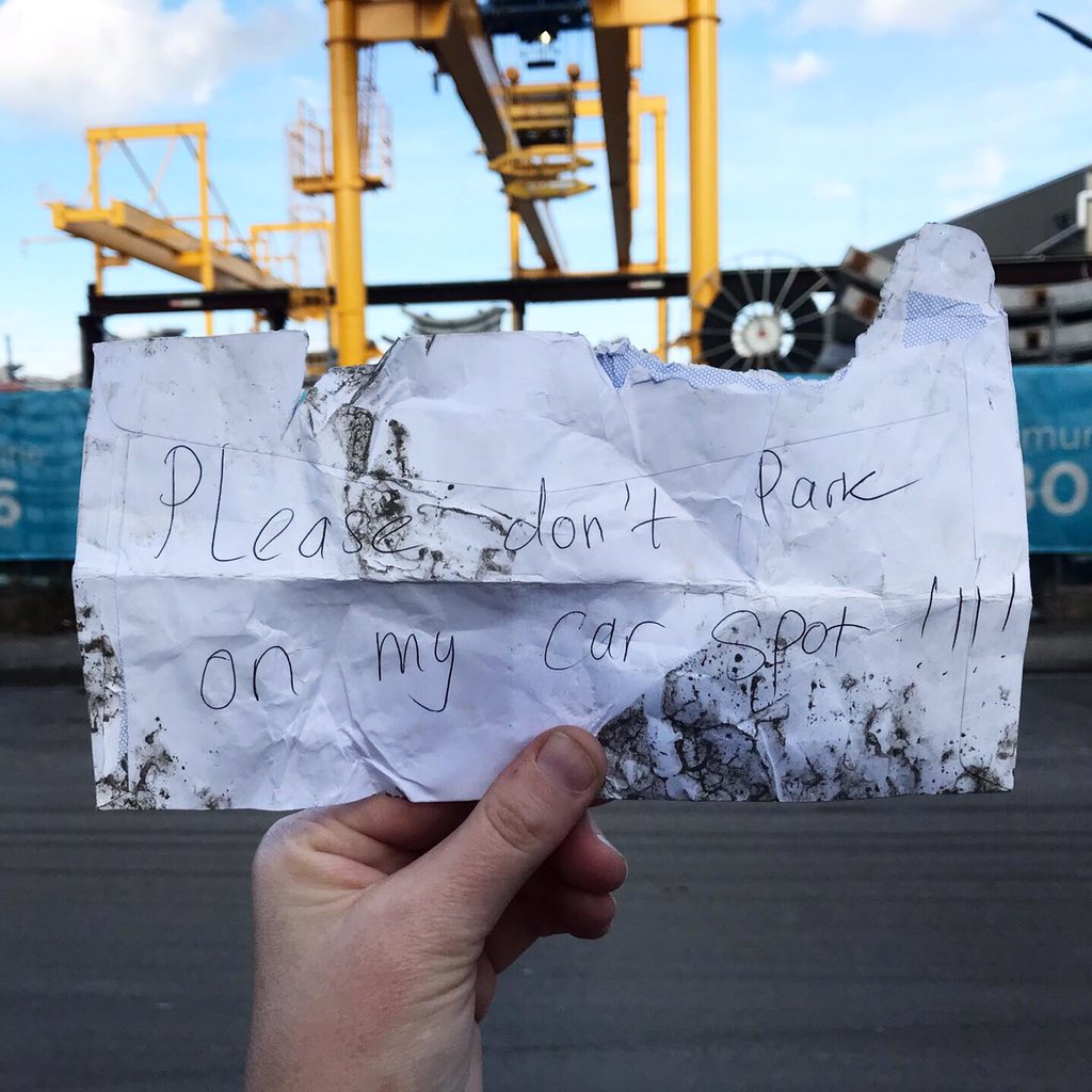 foundbylaura's tweet photo. I bet the person who stole someone elseโs car spot was wearing my Bette Midler shirt. Itโs F#%*ING....rude.
Sydney Steel Road, Marrickville, NSW. 4.8.2019
#marrickville #innerwest #passiveagressivenotes #car #parking #foundnotes #haveifoundyours #foundonthestreet @BetteMidler https://t.co/UcOUl9xAwZ