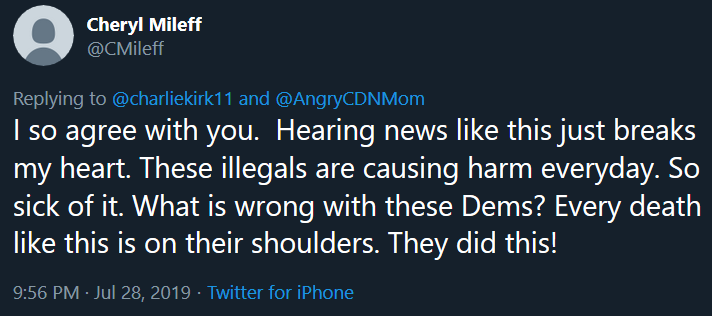 14/ Back to Charlie, here is a response to Charlie from another one of his immigrant tweets from 2 days before. This is the kind of conclusion Charlie wants people to jump to and the kind of response Charlie is trying to inspire.
