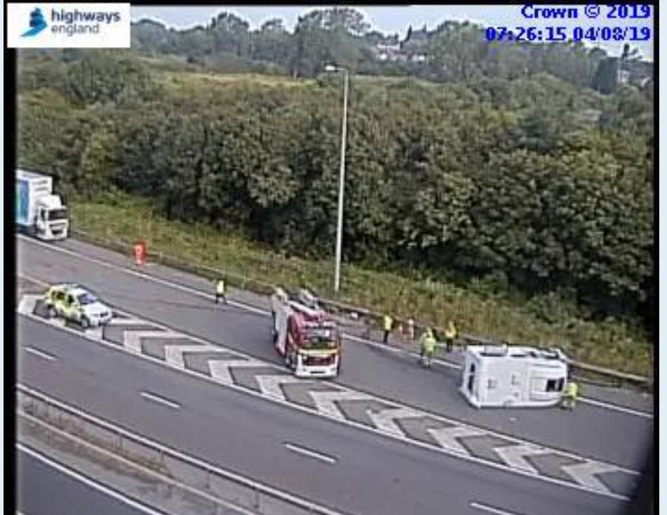 HighwaysSWEST's tweet image. #AlmondsburyInterchange M4 East to M5 North, there is a 2 vehicle traffic collision - we are in the process of closing the access from the M4 East and West to the M5 North so we can clear the vehicle. Please obey the Red X.