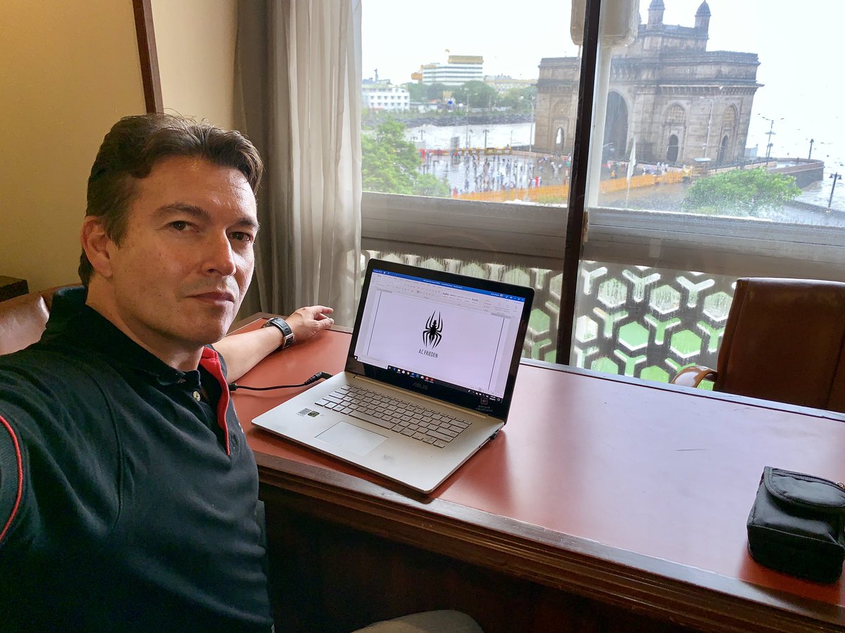 Always a pleasure to find a #writing spot with a view. Today I’m in the business center at the Taj Mahal Palace, Mumbai, overlooking the Gateway of India. And the stormy weather inspires me to write #thriller scenes.

#Writingcommunity #novelist #books  #writer #India #spynovels