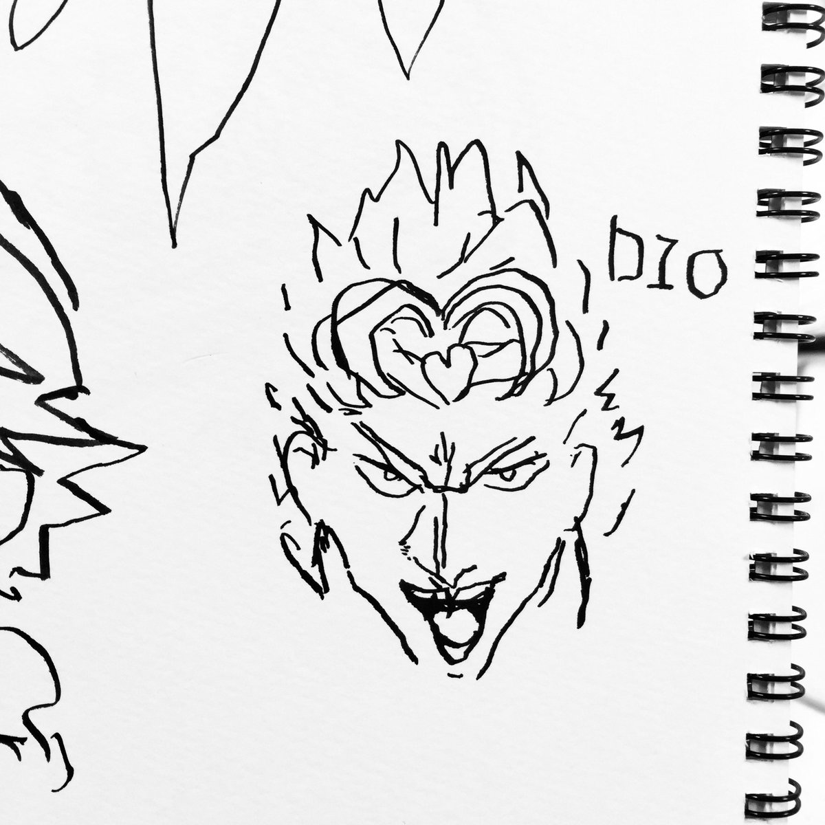 左手で描いたDIOと普通に頑張って描いた絵 #絵描きさんのネタ絵とガチ絵が見たい 