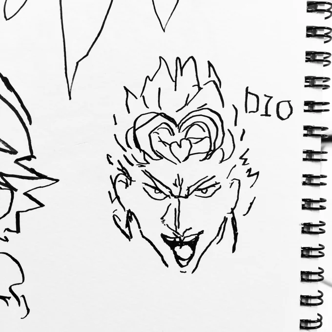 左手で描いたDIOと普通に頑張って描いた絵 #絵描きさんのネタ絵とガチ絵が見たい 