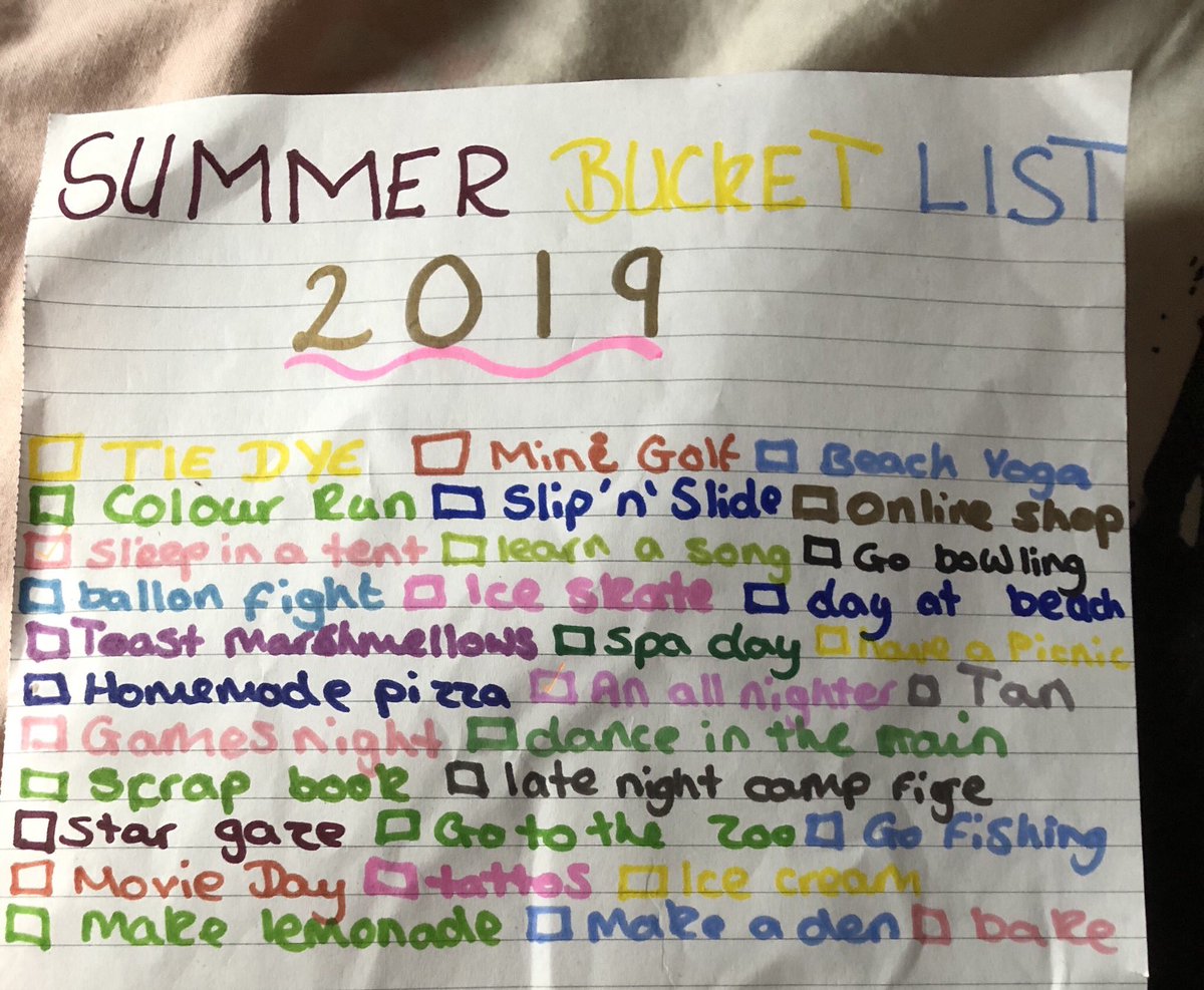 Shellgilly2's tweet photo. When your 13 year old daughter has a #summerbucketlist we are slowly getting thru them tho, we have done lots of things that aren’t there as well #MakingMemories https://t.co/gngZ7Gt1SN