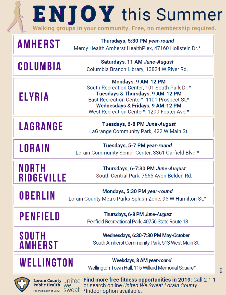 Call a friend and join one of these walking groups in Lorain County – no commitment and no cost. 🚶👟More info: bit.ly/2McOuTm