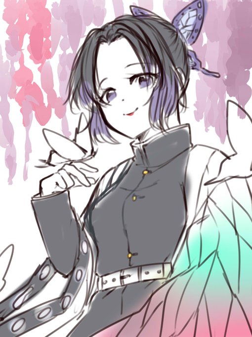 💮Piyoyo💮さんがTwitterに投稿した胡蝶しのぶ(鬼滅の刃)のイラスト。