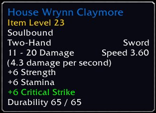 SnackDiggy's tweet image. Check out this item I just got! [House Wrynn Claymore] #Warcraft