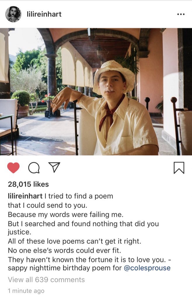 lilisreinhart's tweet photo. “my pal” “the man” “my love” and “they haven’t known the fortune it is to love you” these really are just  small glimpses of their relationship but we were lucky enough to watch their relationship grow https://t.co/OS5Oh54MBj