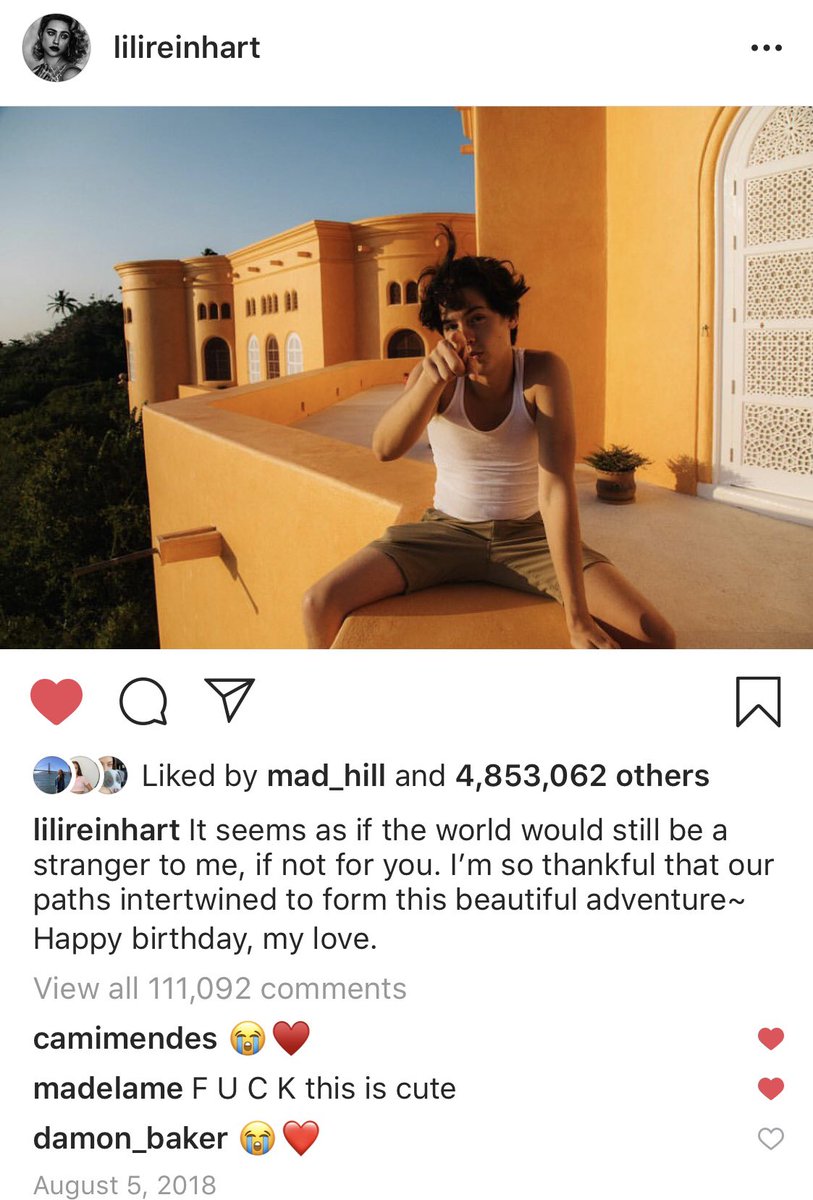 lilisreinhart's tweet photo. “my pal” “the man” “my love” and “they haven’t known the fortune it is to love you” these really are just  small glimpses of their relationship but we were lucky enough to watch their relationship grow https://t.co/OS5Oh54MBj