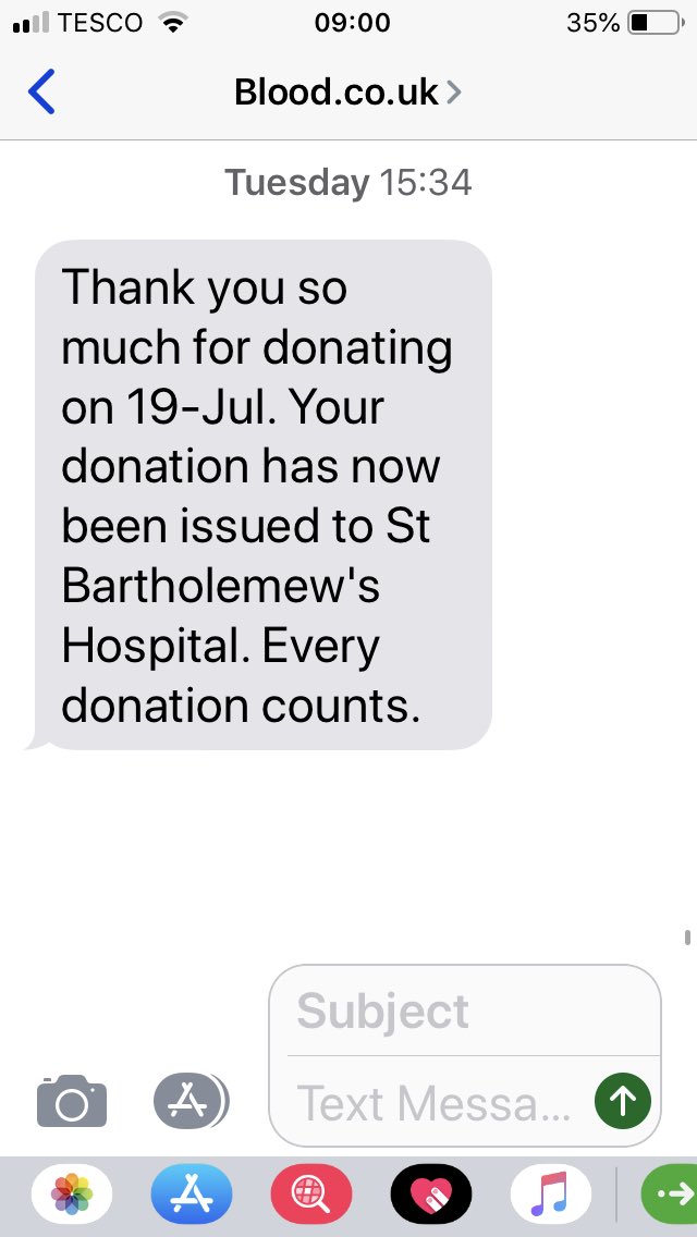 benwhitworth's tweet image. Love the message I get after every donation letting me know where my blood has been used ⁦@GiveBloodNHS⁩ #ONeg #simplebuteffective