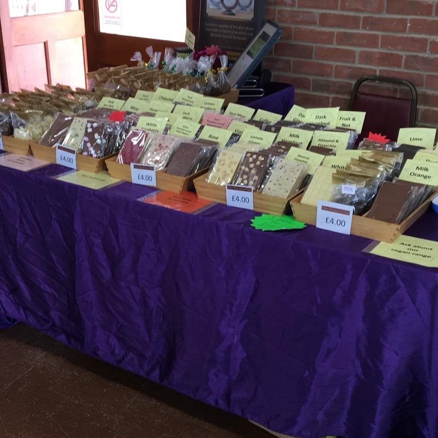 Set up for the Arts &amp; Crafts Show at Dry Doddington with our #artisan #handmade #handtempered #chocolate #local #buylocal #glutenfree #nutfree #vegan #newarkontrent #lincs #notts #smallandsupercharged #smallandsuperchargedsunday #smallbusiness #smallbiz #womeninbusiness #rural C